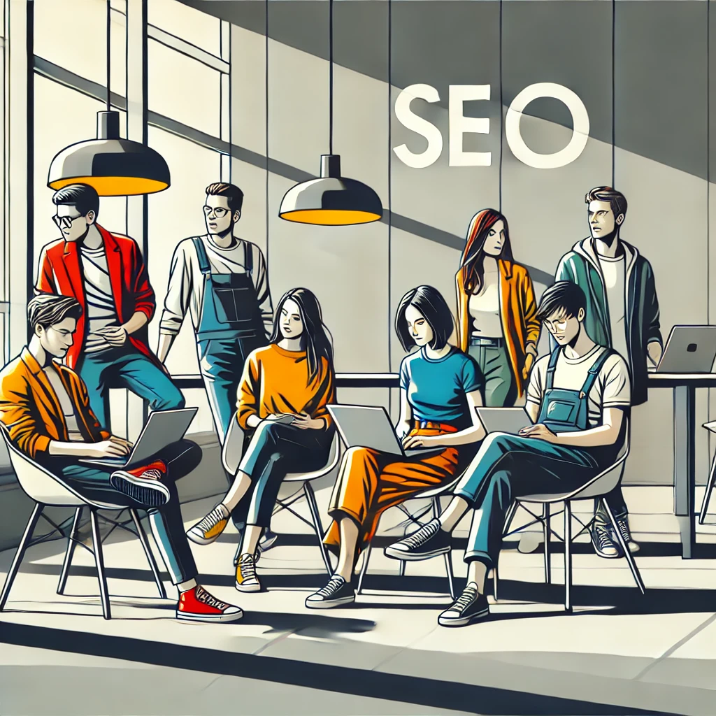 Dlaczego każda firma powinna mieć strategię seo? 12 grupa ludzi pracuje nad seo małej firmy