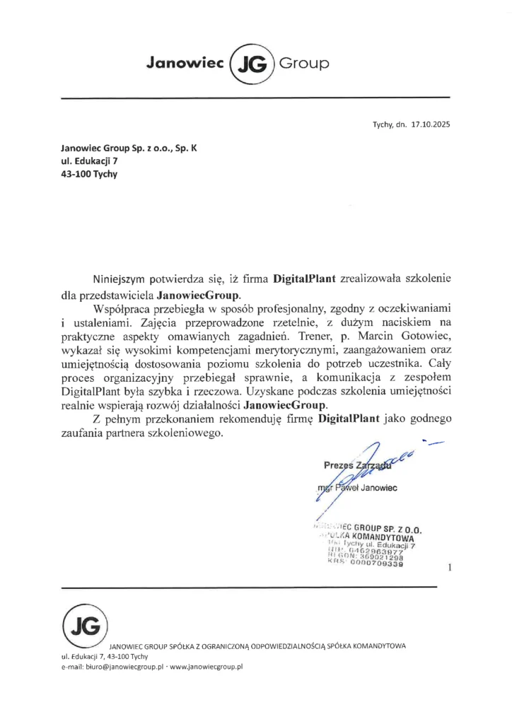 referencje Janowiec Group