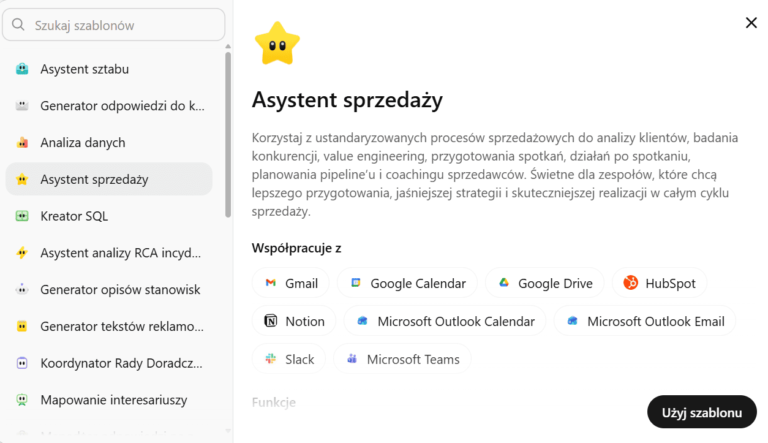Interfejs asystenta sprzedaży