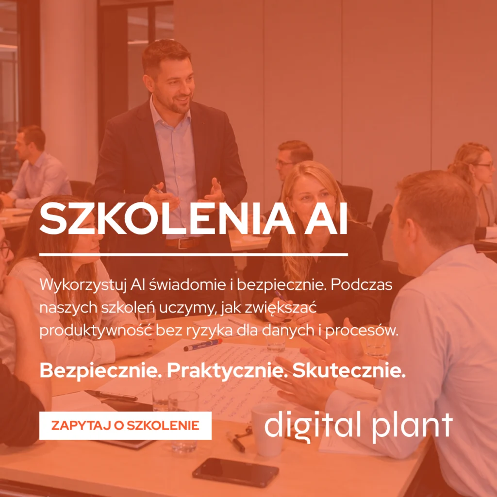 Kwadratowa grafika szkolenia AI od digital plant