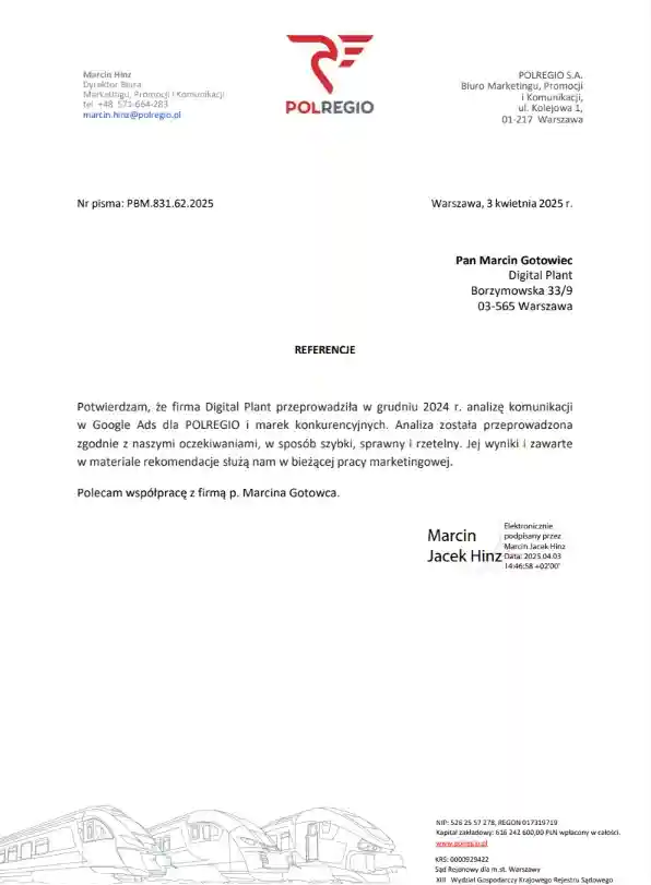 Referencje od POLREGIO