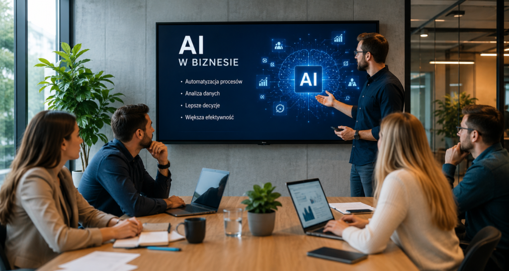 Pracownicy-podczas-szkolenia-AI-dla-firm-pracuja-z-narzedziami-sztucznej-inteligencji
