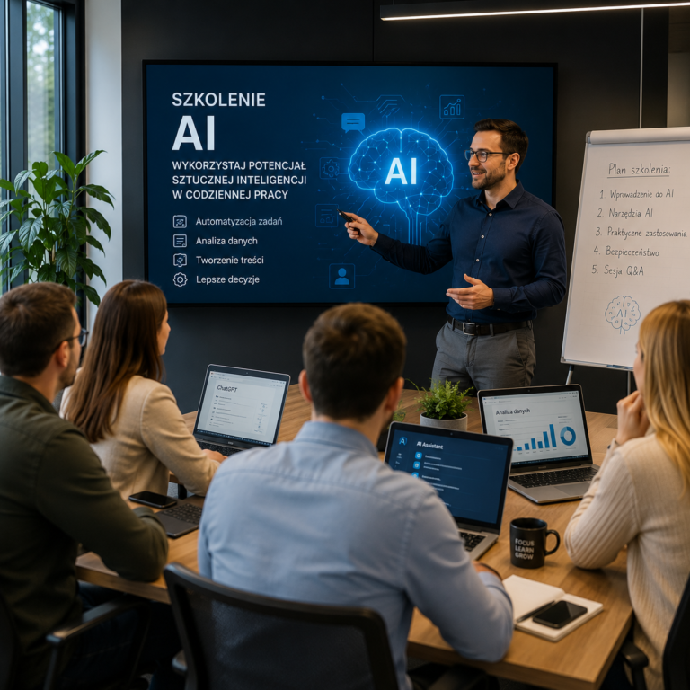 Szkolenie AI dla pracowników w sali konferencyjnej