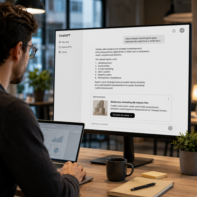 Reklamy ChatGPT Ads w konwersacyjnym narzędziu AI. 2